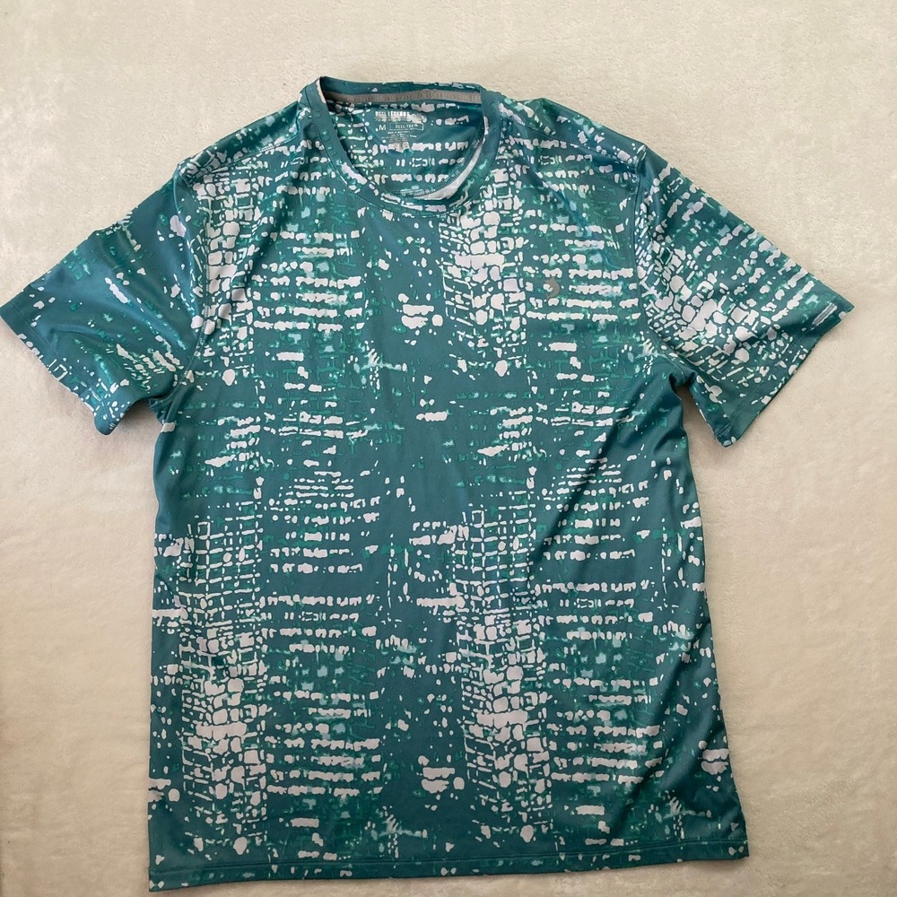 Reel Legends Performance Outfitters Fishing Shirt Teal Abstract Print Medium